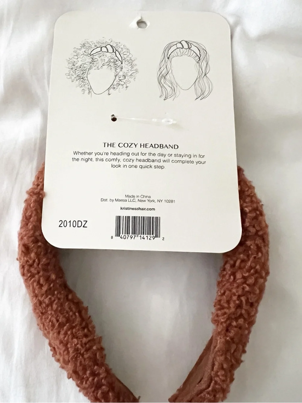 NWT Kristin Ess The Cozy Headband Rust Teddy Sherpa Knotted